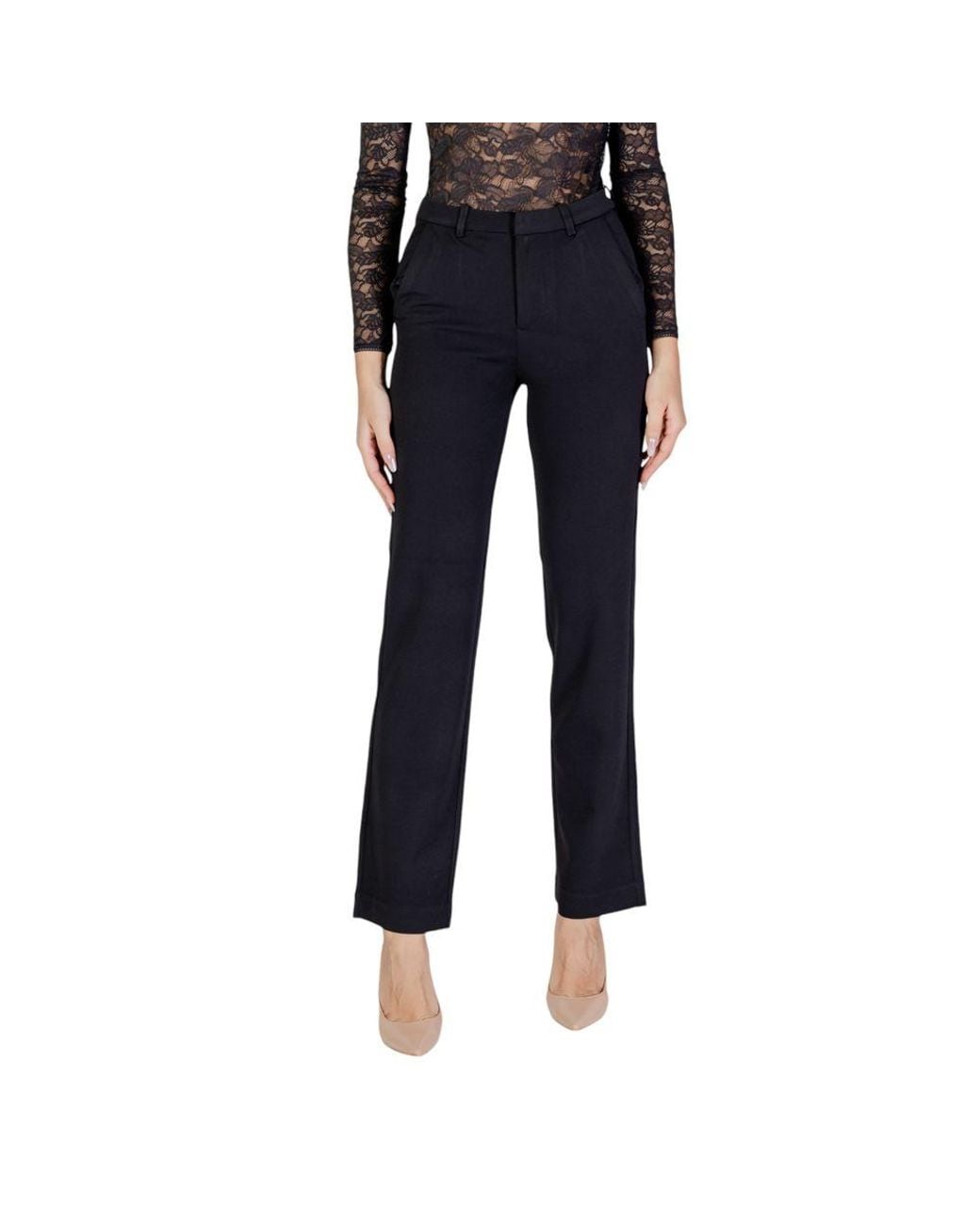 ONLY Blue Black Recycled Polyester Flared Pants