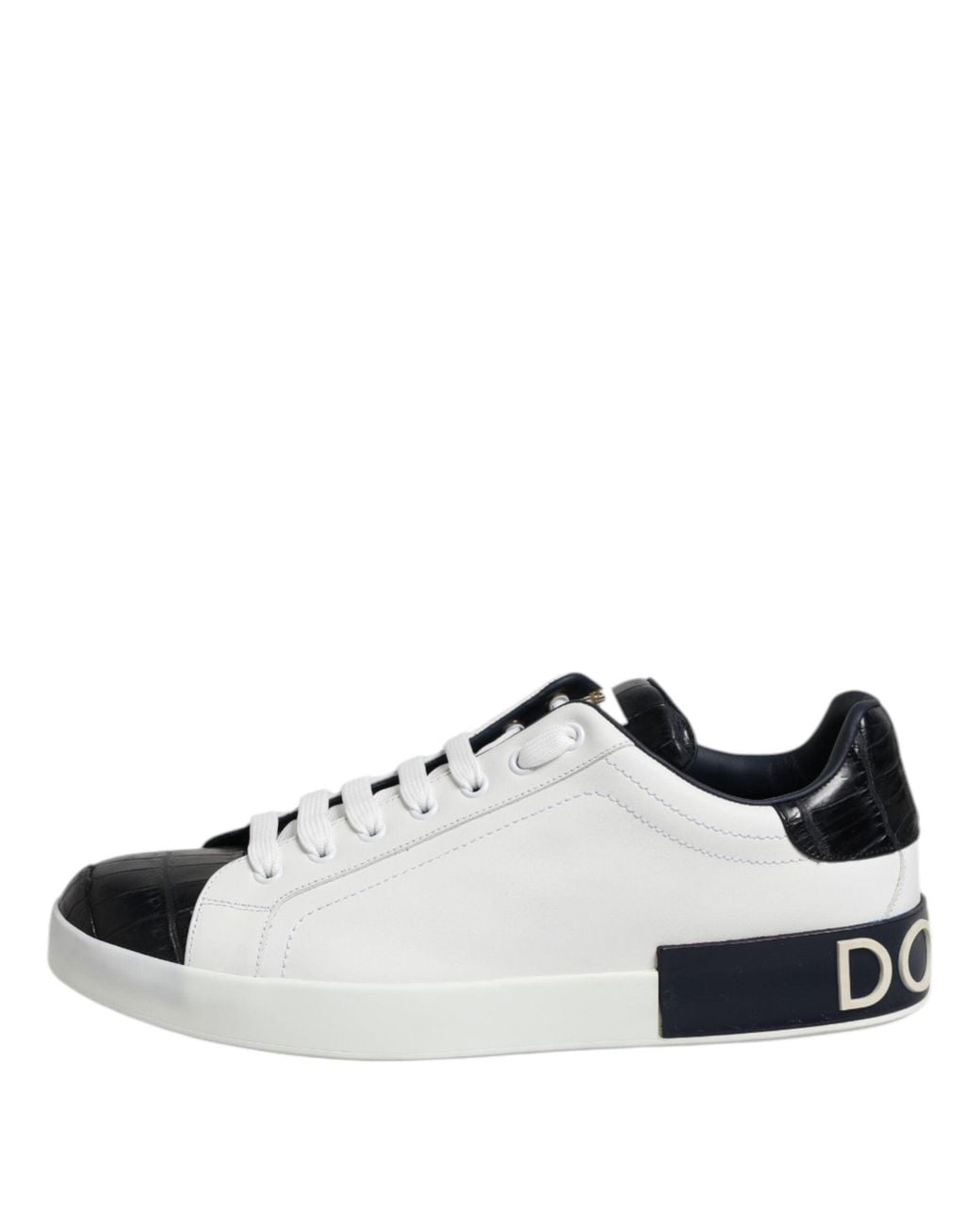 Dolce & Gabbana Multicolor White Black Leather Portofino Sneaker Shoes for men