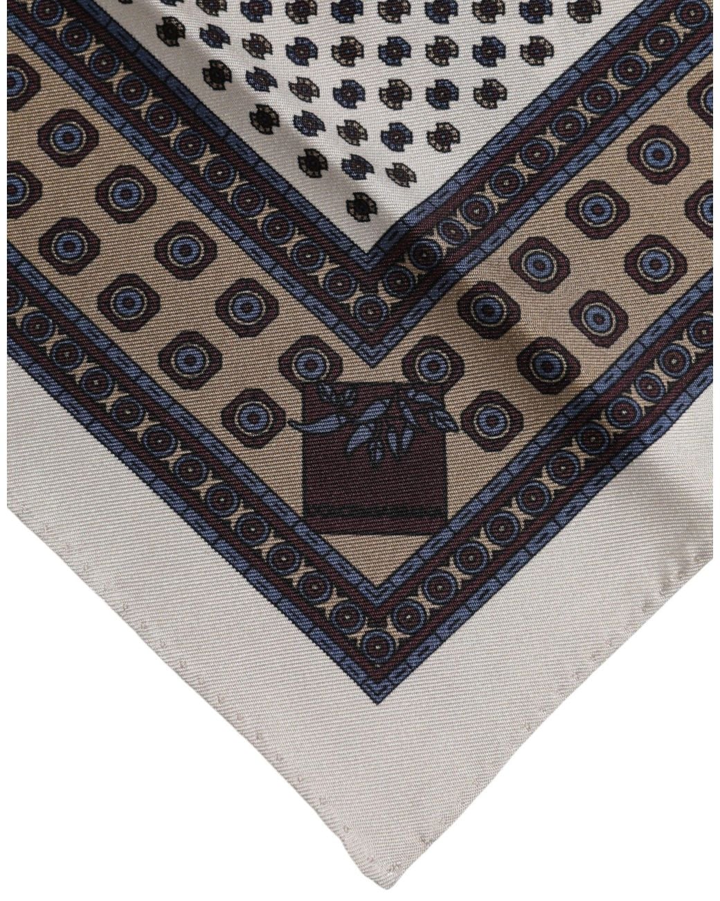 Dolce & Gabbana Gray Multicolor Geometric Handkerchief Pocket Scarf