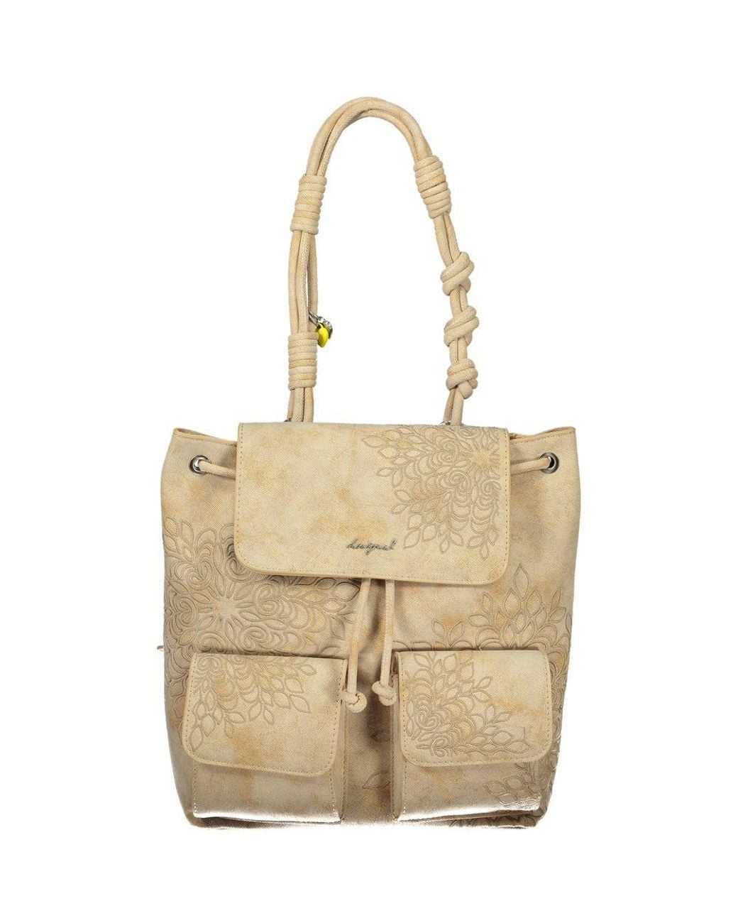 Desigual Metallic Beige Polyurethane 's Backpack
