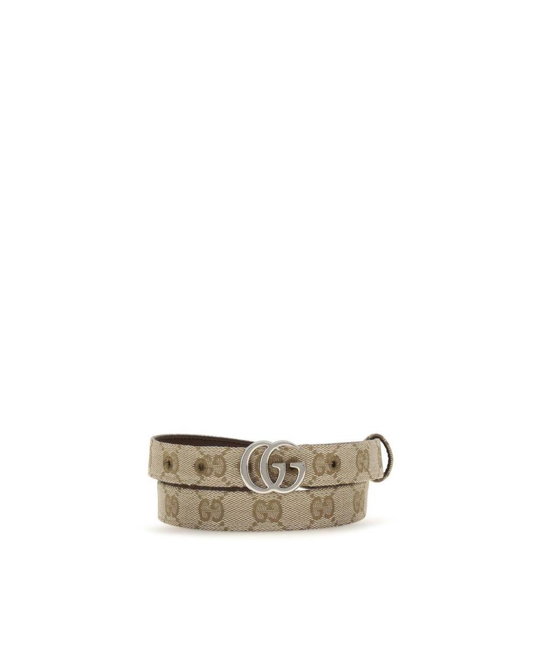 Gucci Metallic Beige Fabric Thin Belt