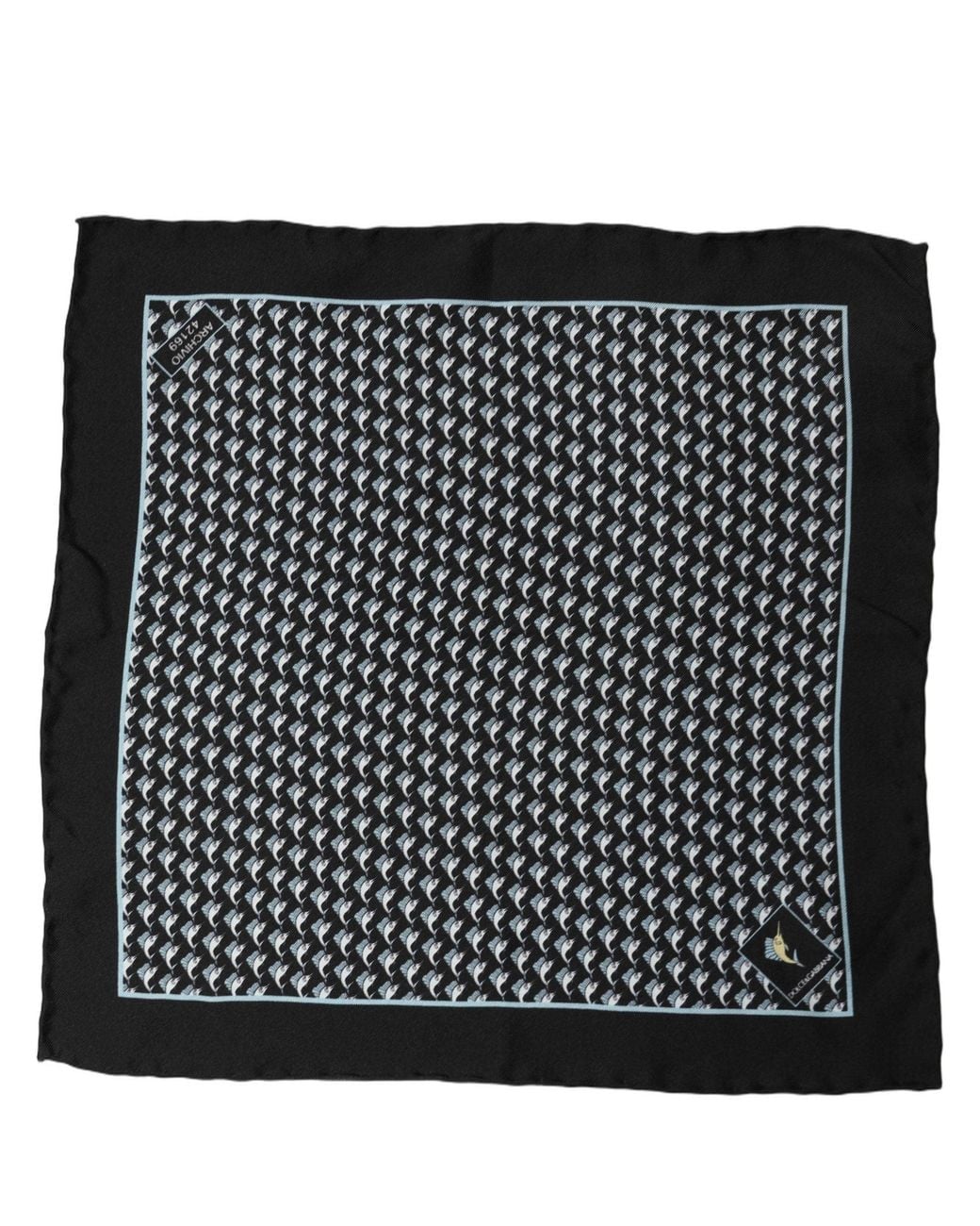 Dolce & Gabbana Black Silk Geometric Handkerchief Pocket Scarf for men