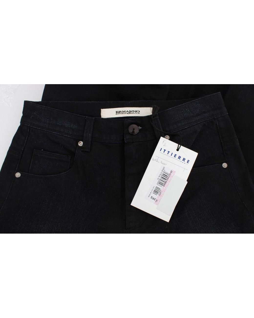 Ermanno Scervino Black Cotton Blend Slim Fit Bootcut Jeans