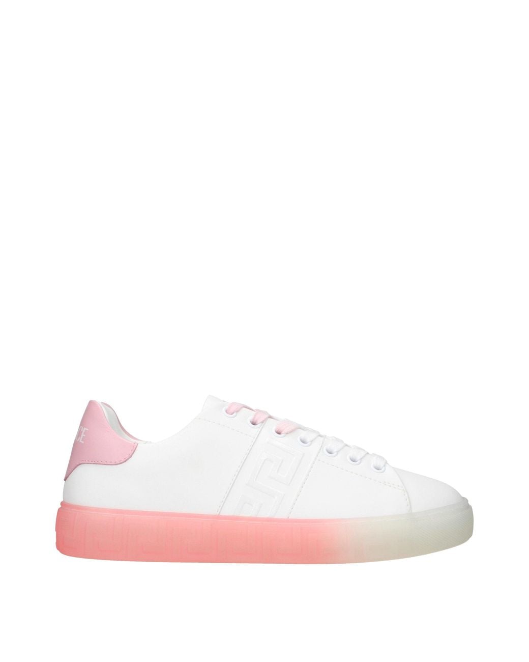 Versace Pink White Leather Low Top Sneakers
