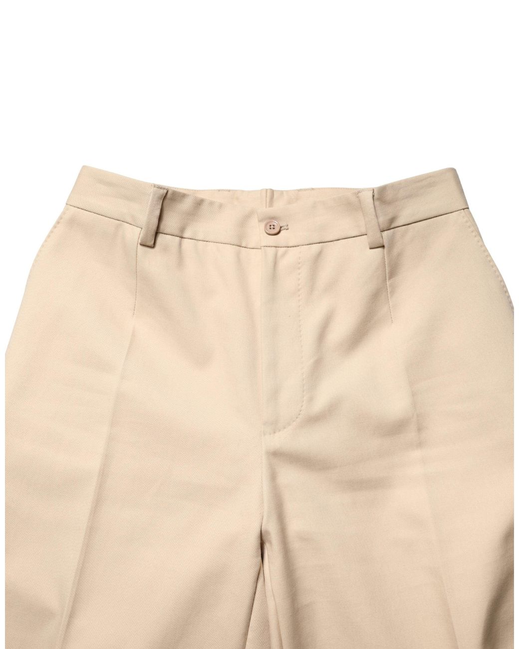 Dolce & Gabbana Natural Beige Cotton Straight Men Formal Dress Pants for men