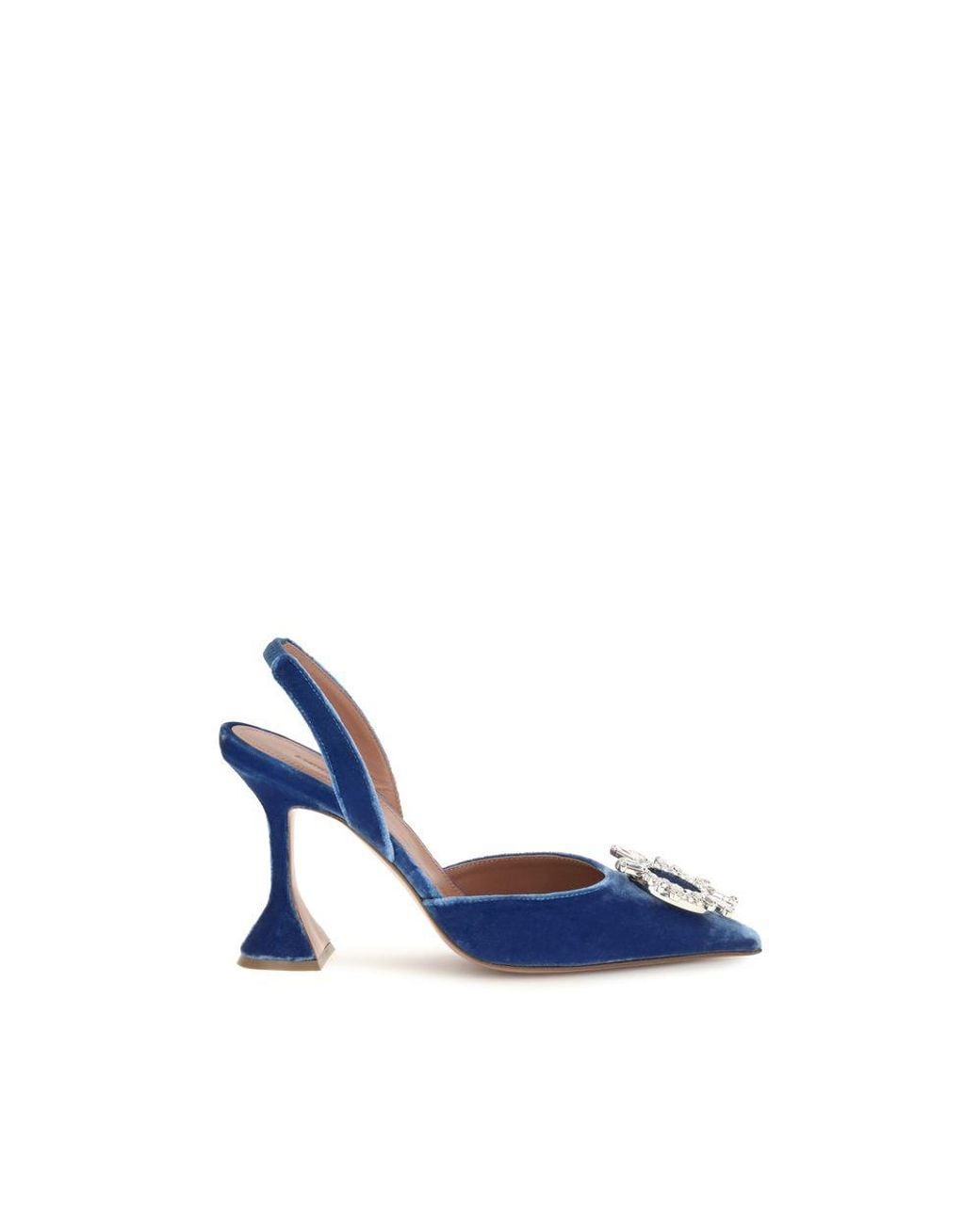 AMINA MUADDI Blue Velvet Sandals