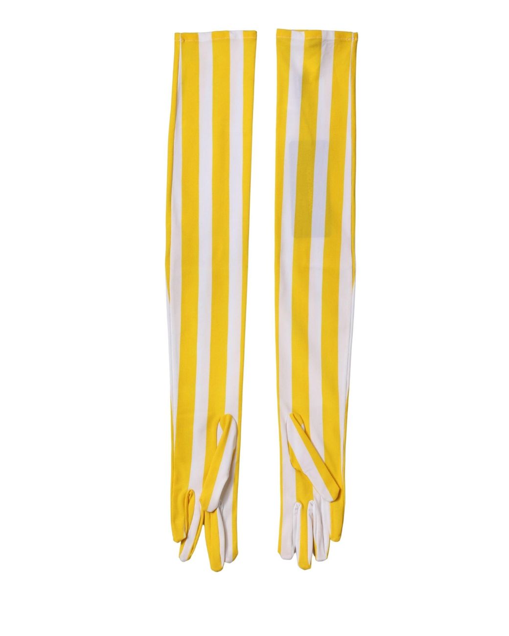 Dolce & Gabbana Metallic Stripes Nylon Elbow Length Gloves Elastane