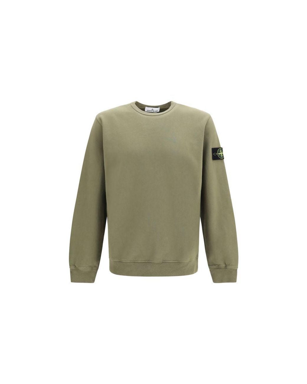 Stone Island Green Bicolor Cotton Sweatshirt for men
