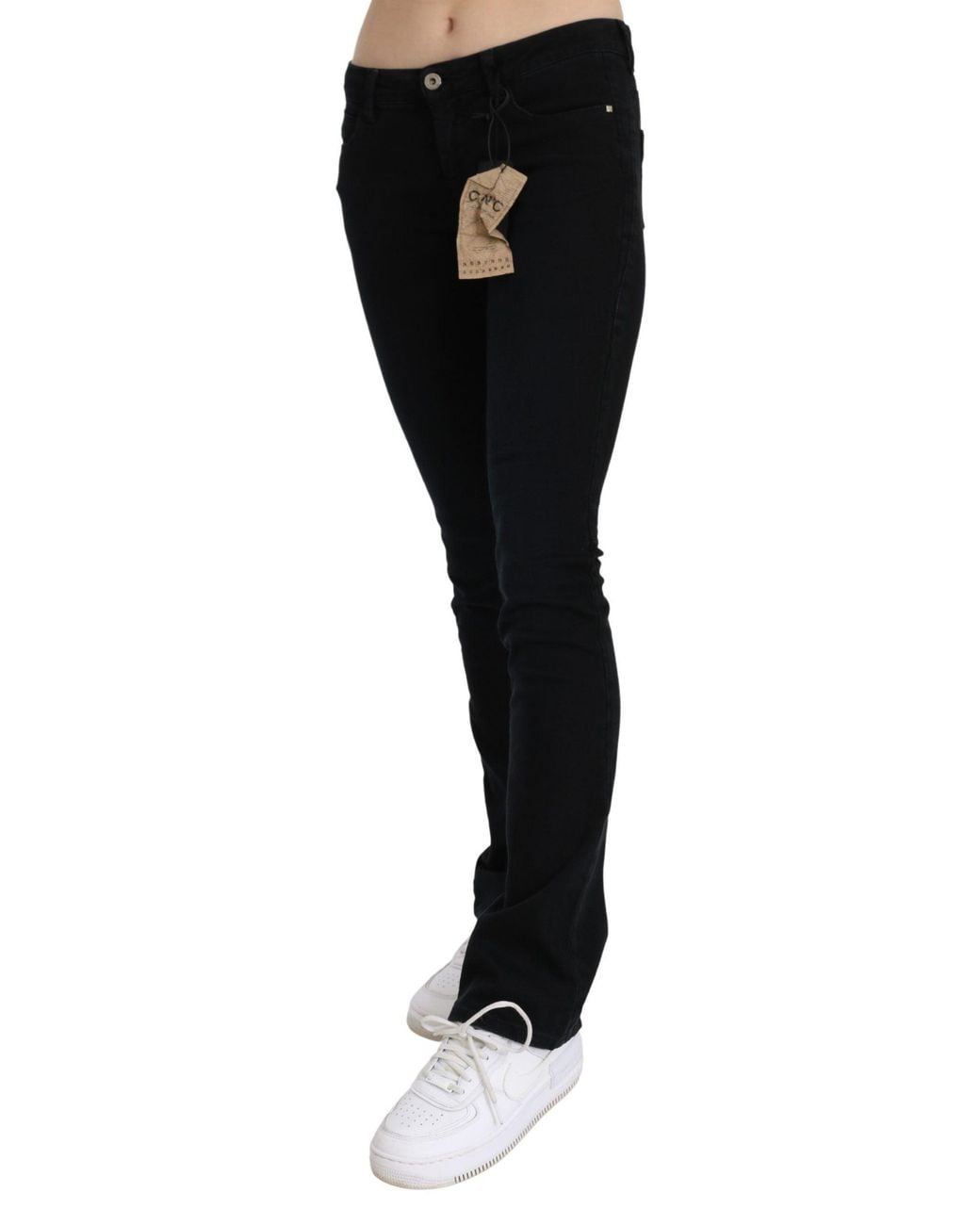 CoSTUME NATIONAL Low Waist Skinny Denim Cotton Jeans Black Pan70717