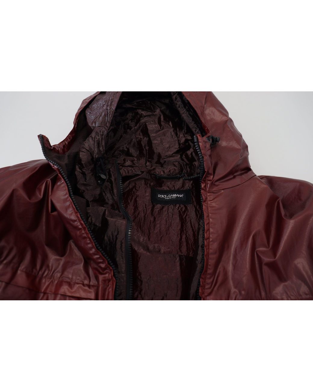 Dolce & Gabbana Red Bordeaux Cotton Hooded Full Zip Jacket for men