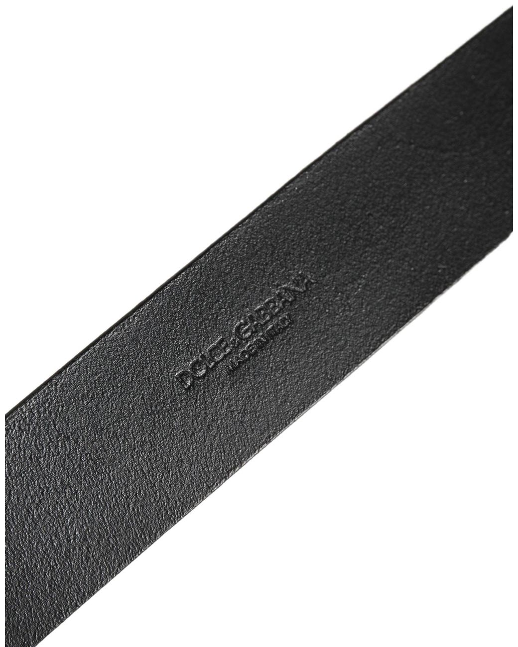 Dolce & Gabbana Black Leather Brushed Metal Buckle Belt Calf for men