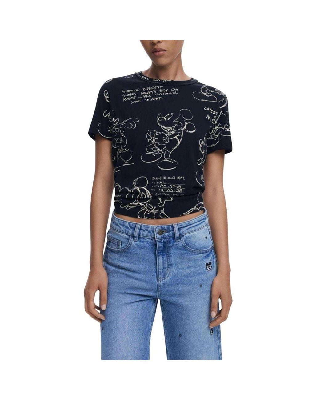 Desigual Black Gray Cotton T