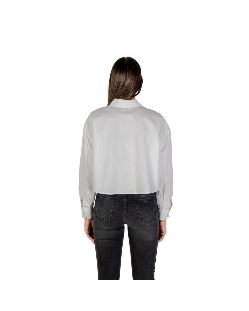 ARMANI EXCHANGE Gray White Cotton Blouse
