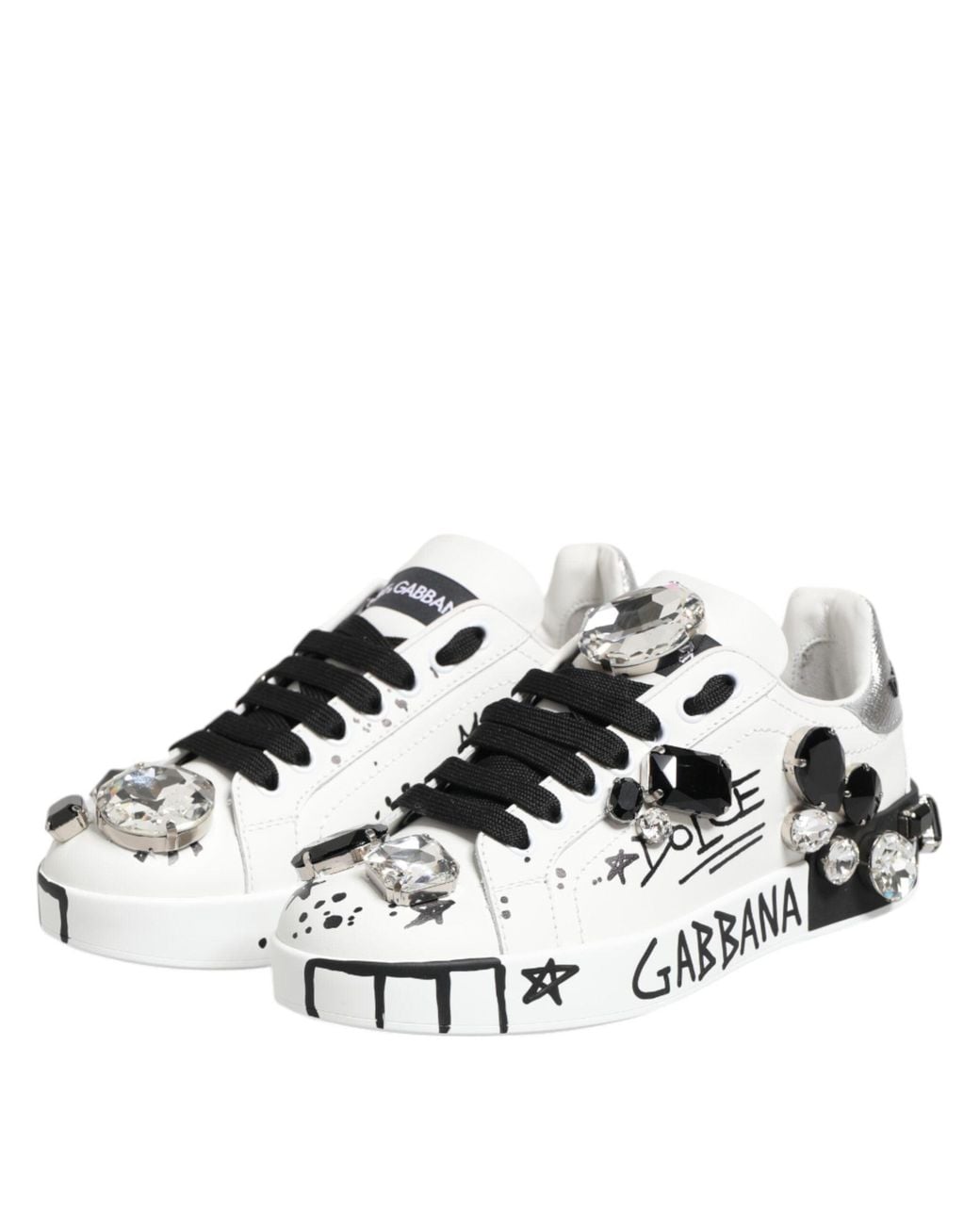 Dolce & Gabbana White Custom 2Zero Graffiti Sneakers