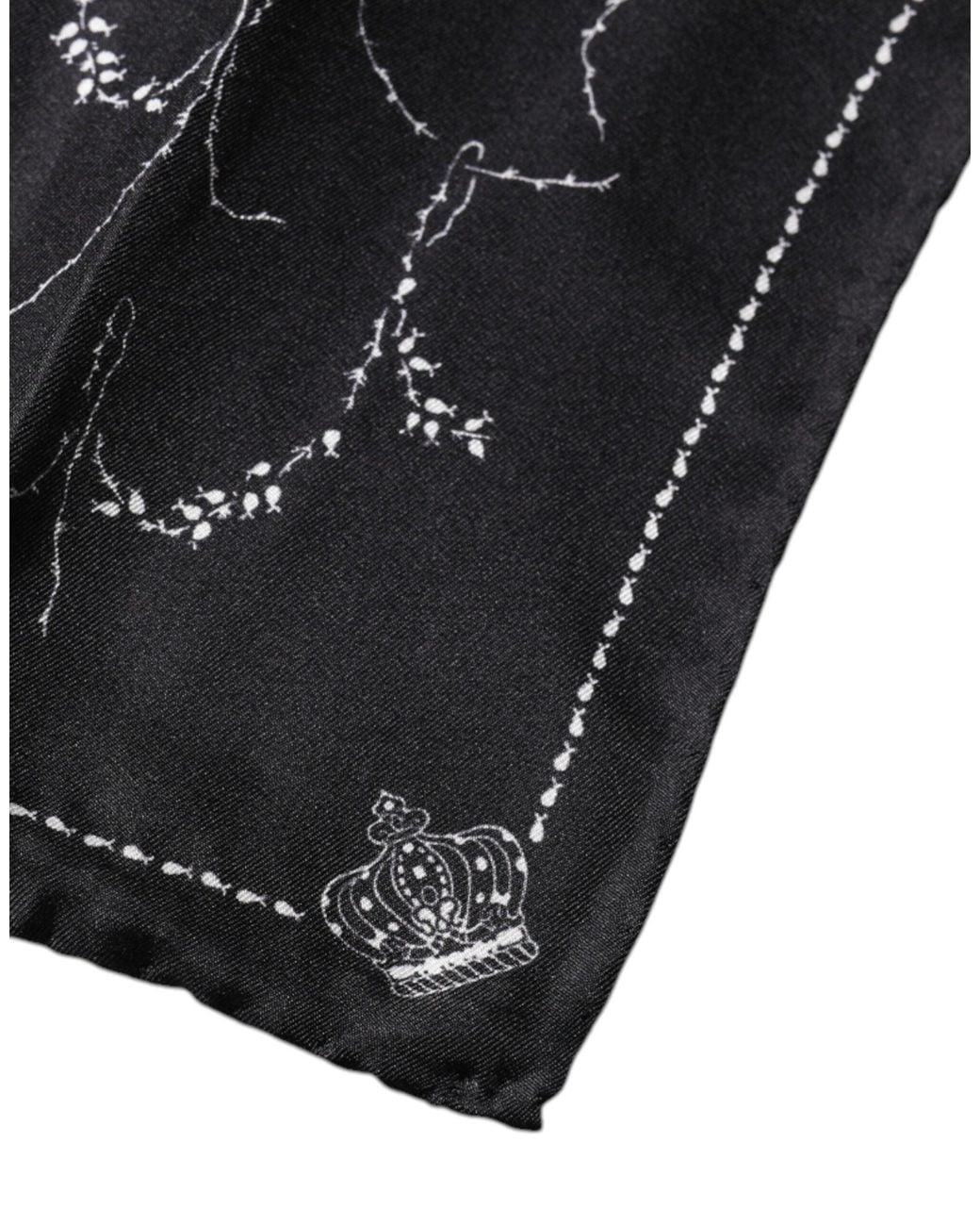 Dolce & Gabbana Black Patterned Silk Handkerchief Scarf for men