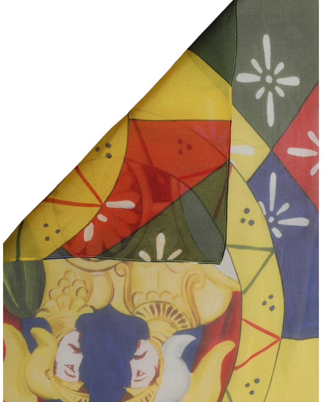 Dolce & Gabbana Orange Multicolor Silk Printed Square Foulard Scarf