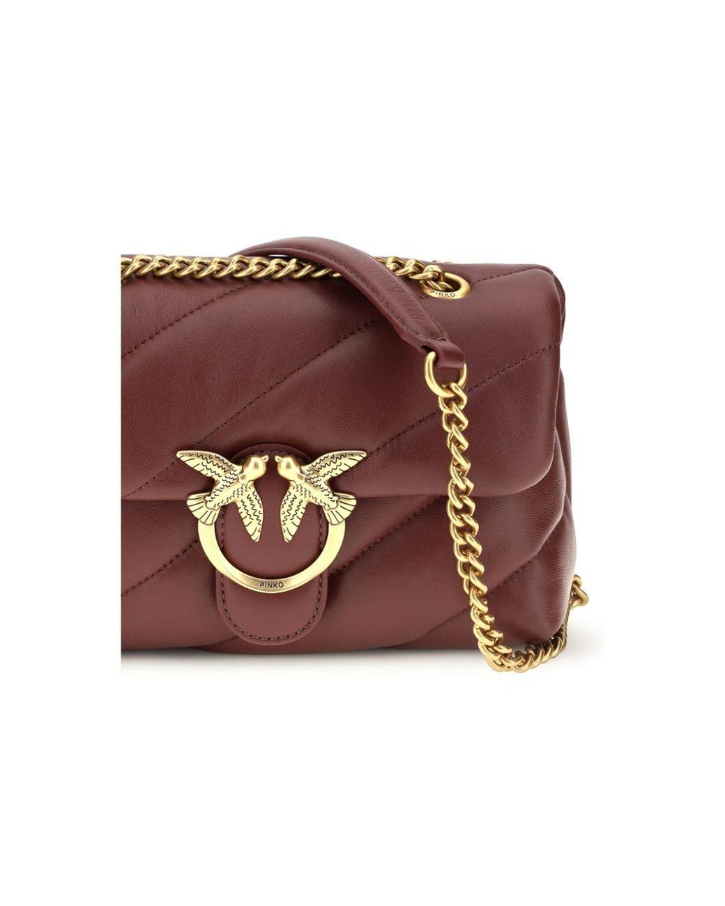 Pinko Purple Bordeaux Calf Leather Bos Taurus Shoulder Bag