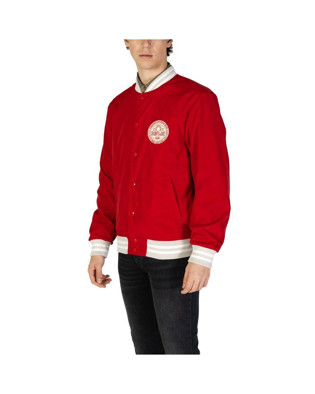 Replay Red Cotton Jacket for men