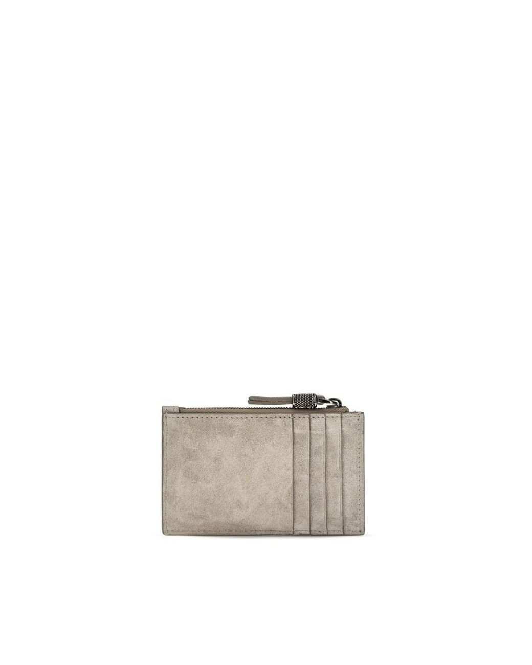 Brunello Cucinelli Gray Calf Leather Bos Taurus Wallet