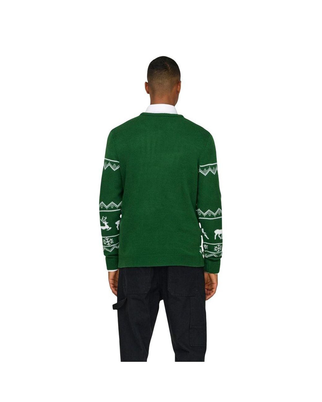 Only & Sons Green Bicolor Marabou Sweatshirt for men