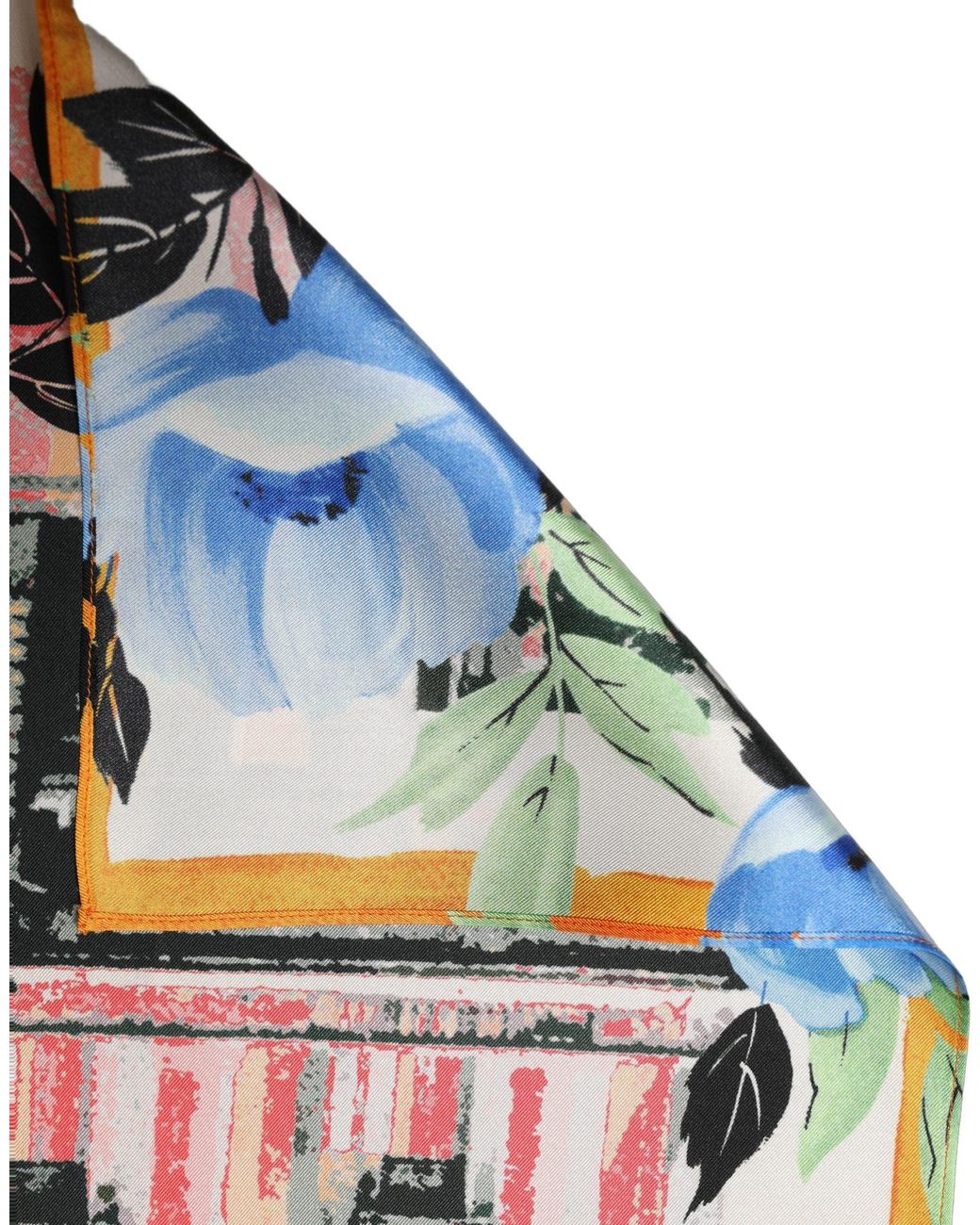 Dolce & Gabbana Blue Multicolor Printed Silk Square Foulard Scarf