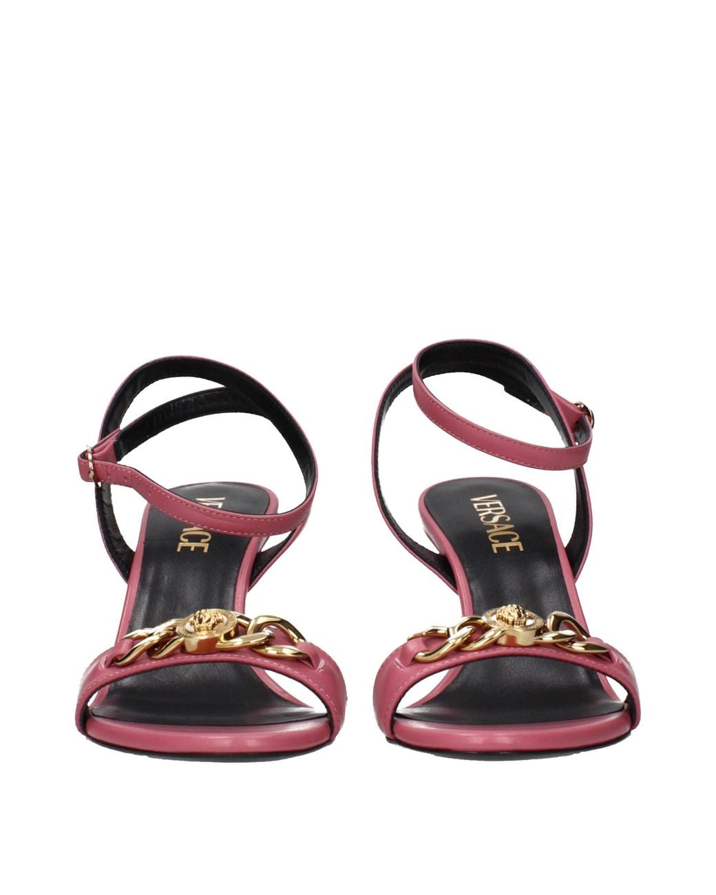 Versace Pink Leather Stiletto Heel Sandals