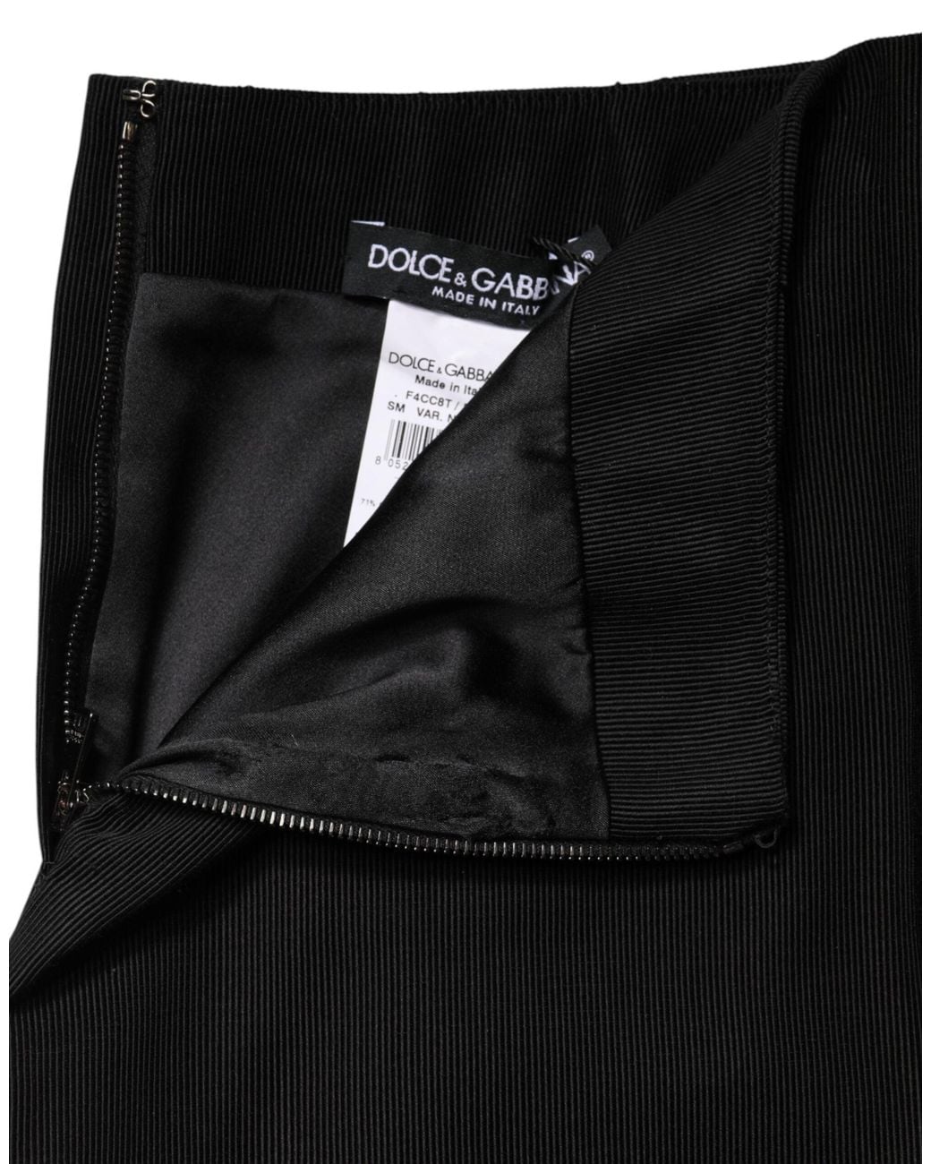 Dolce & Gabbana Black Cotton Pencil Cut High Waist Mini Skirt Co+Vi