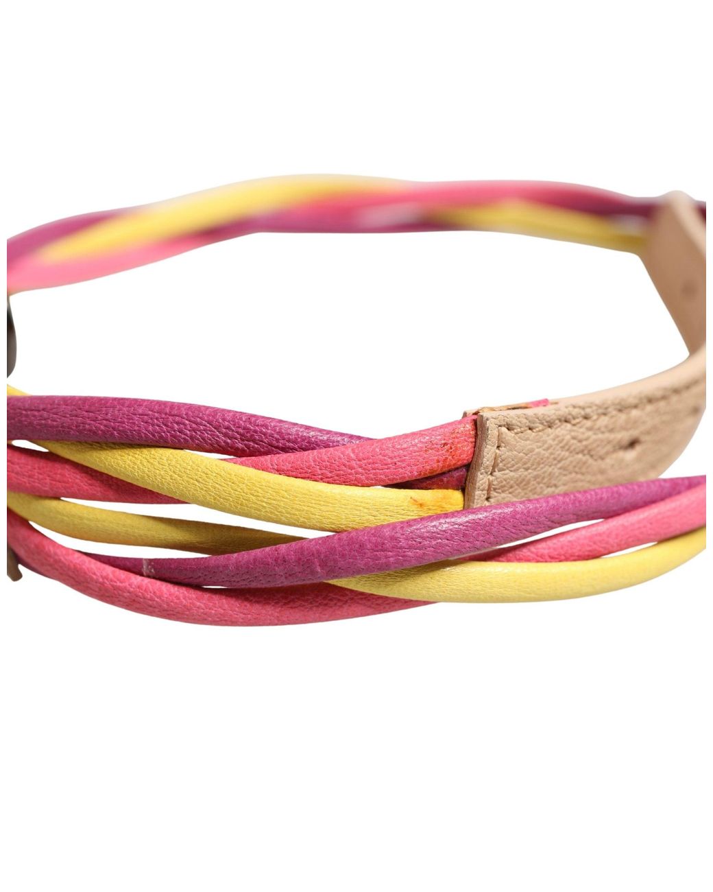 CoSTUME NATIONAL Multicolor Twisted Leather Circle Buckle Belt