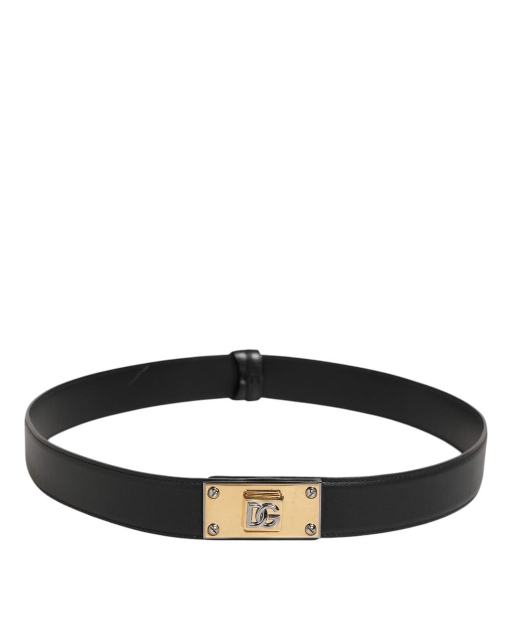 Dolce & Gabbana Black Leather Belt Buckle for men