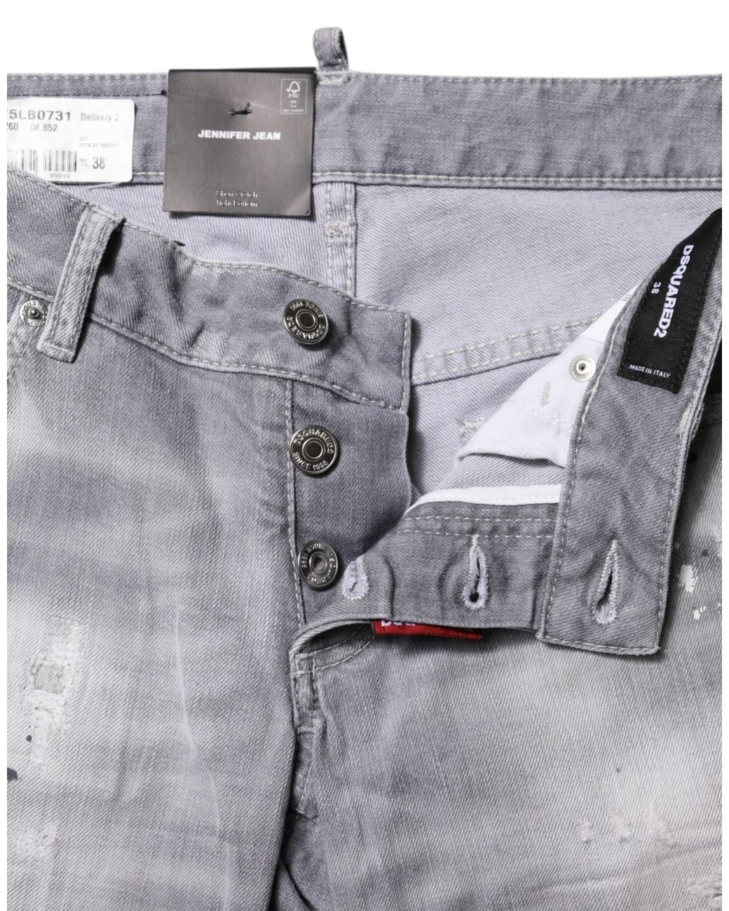 DSquared² Gray Washed Mid Waist Tapered Denim Jeans for men