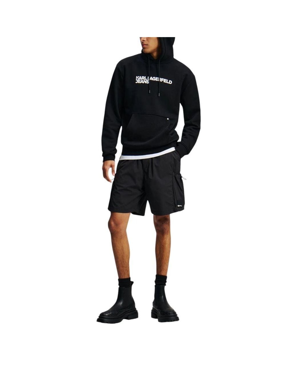 Karl Lagerfeld Black Cotton Hoodie for men