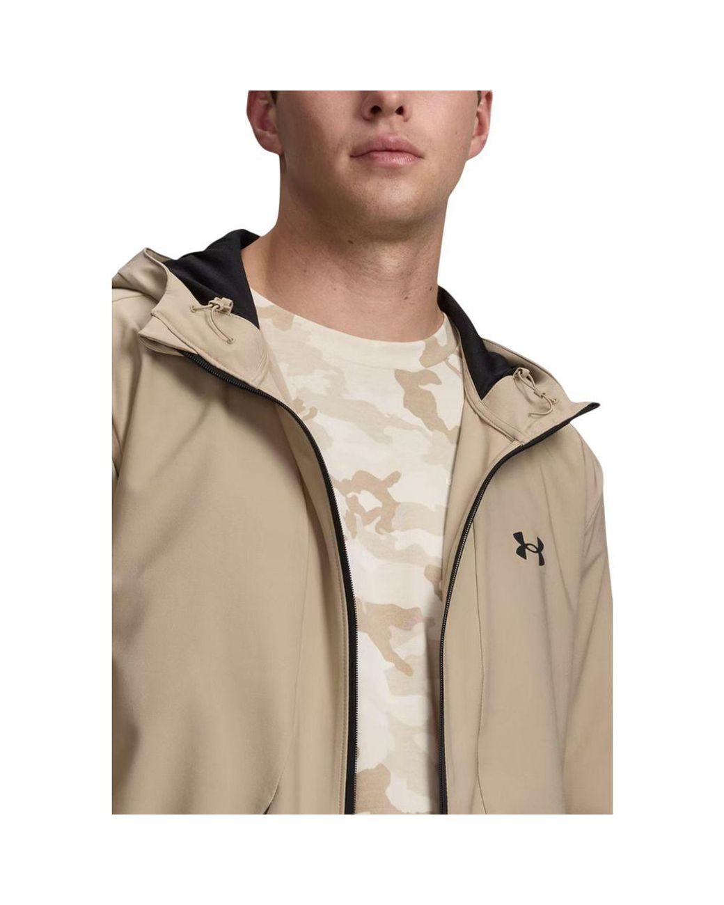 Under Armour Brown Beige Polyester Hoodie for men