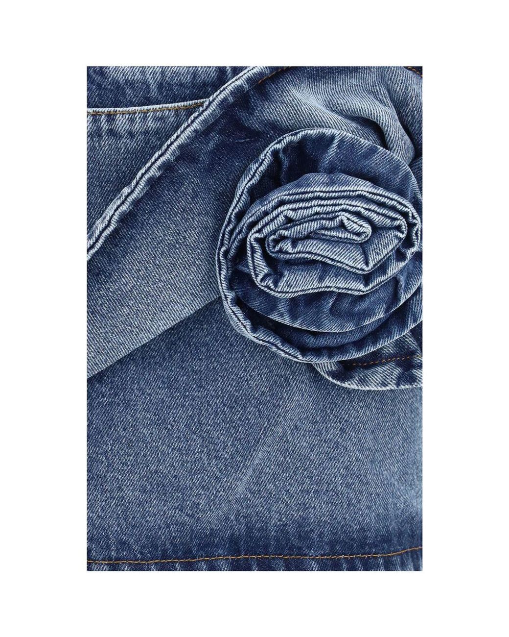 Magda Butrym Blue Cotton Mini Skirt