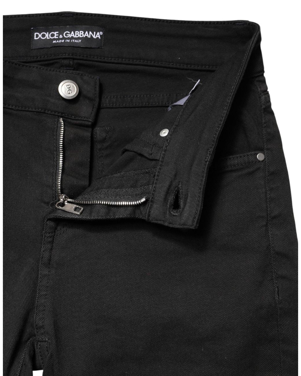 Dolce & Gabbana Black Cotton Stretch Skinny Denim Jeans Spandex Clothing