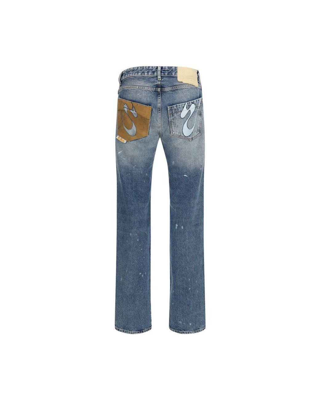 PDF CHANNEL Blue Cotton Straight-Leg Jeans for men