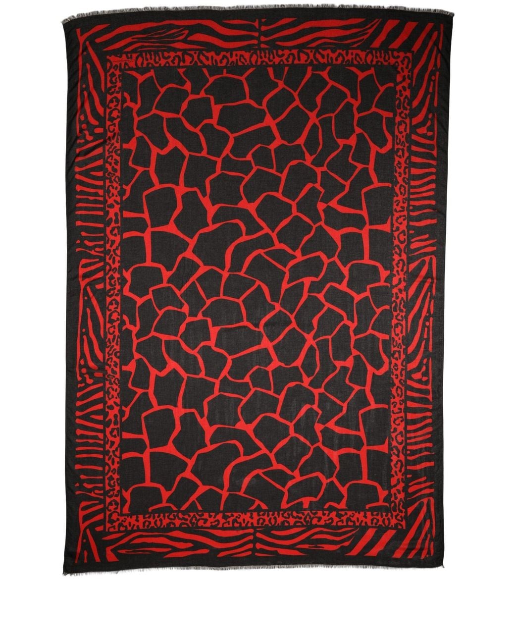 Dolce & Gabbana Black Red Printed Modal Neck Shawl Scarf