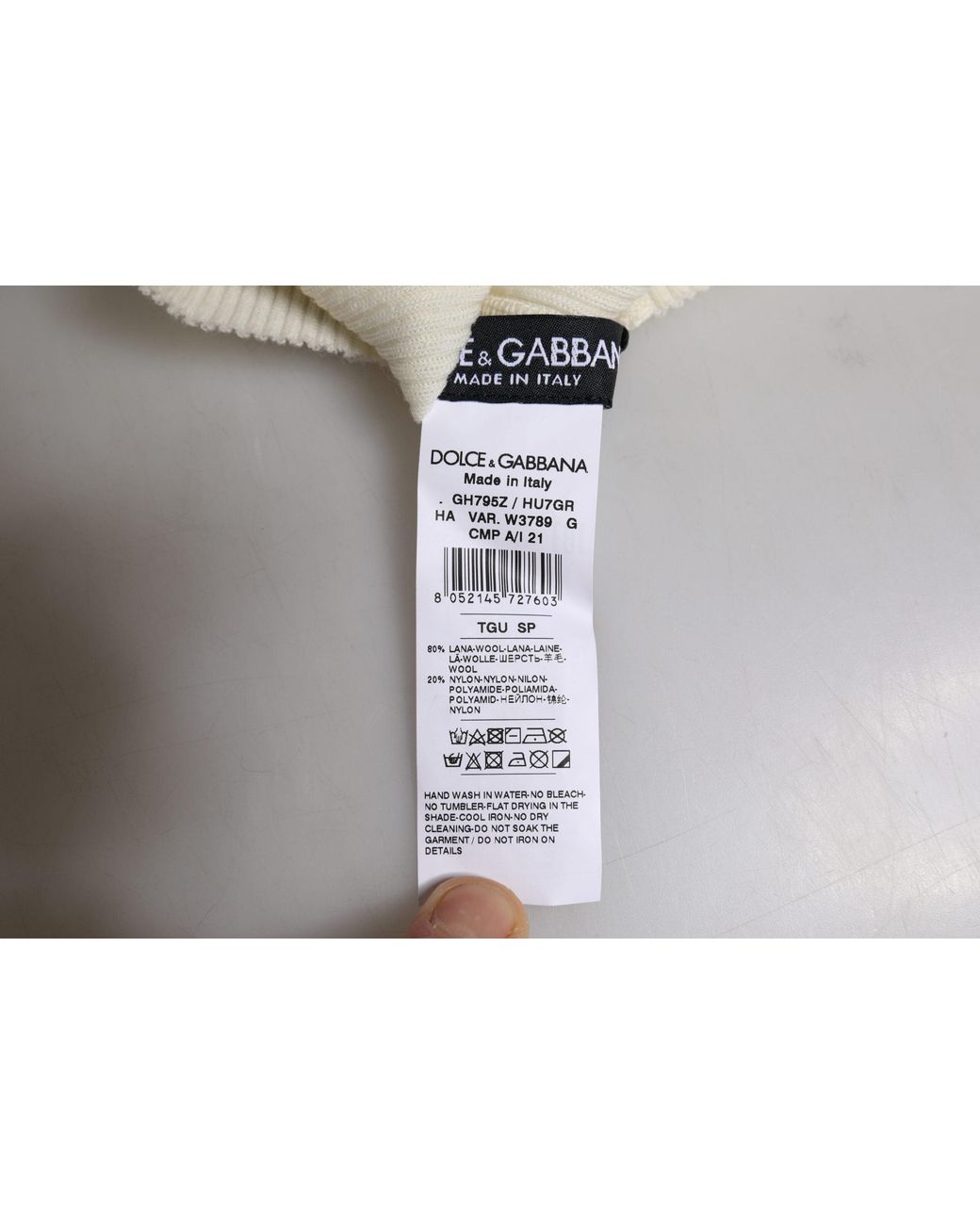 Dolce & Gabbana White Wool Blend Knitted Beanie Cap for men