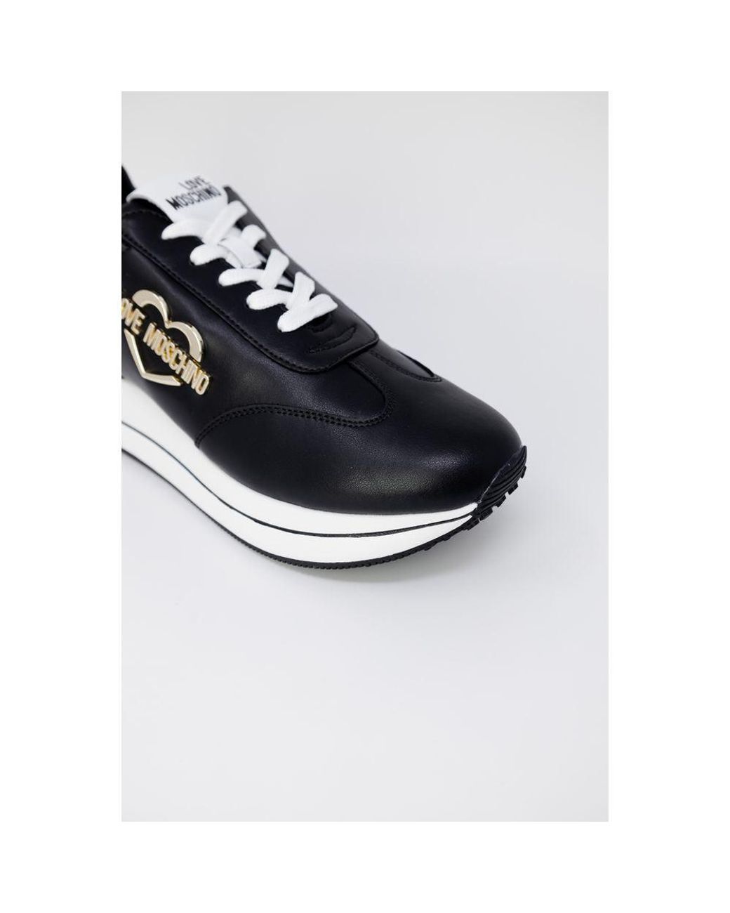 Love Moschino Black Leather Low Top Sneakers
