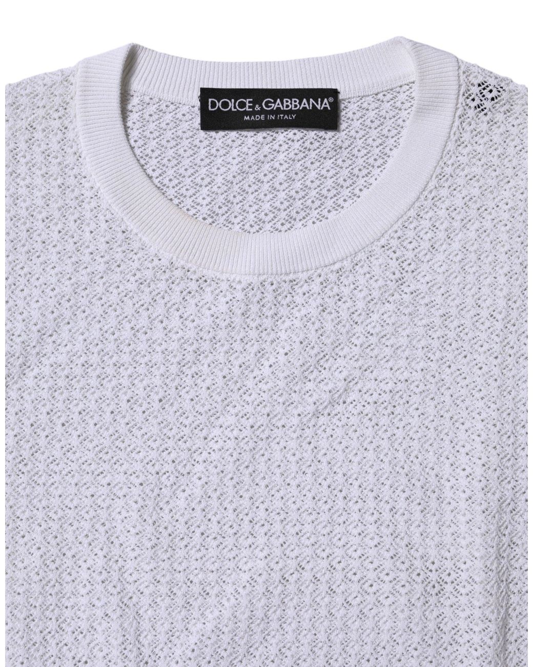 Dolce & Gabbana Gray White Round Neck Long Sleeves Pullover Top
