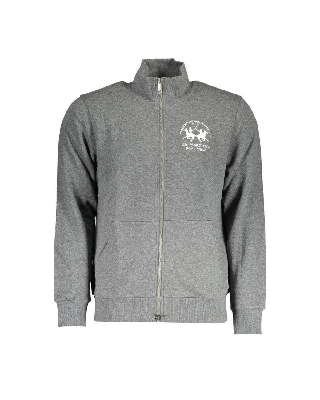 La Martina Gray Cotton Sweater for men