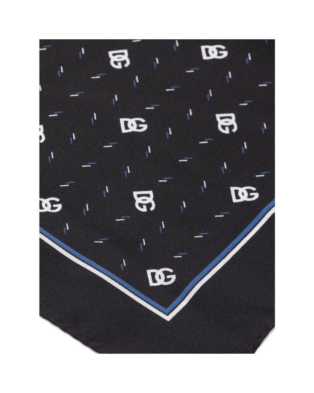 Dolce & Gabbana Black Silk Scarf Logo Pattern for men