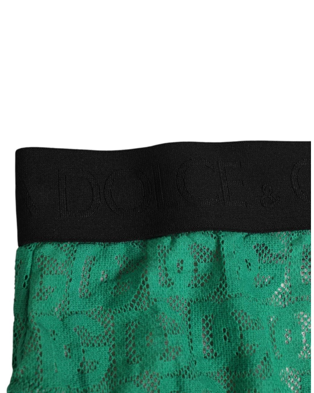 Dolce & Gabbana Green Dg Logo Lace High Brief Panty Underwear Cotton Clothing