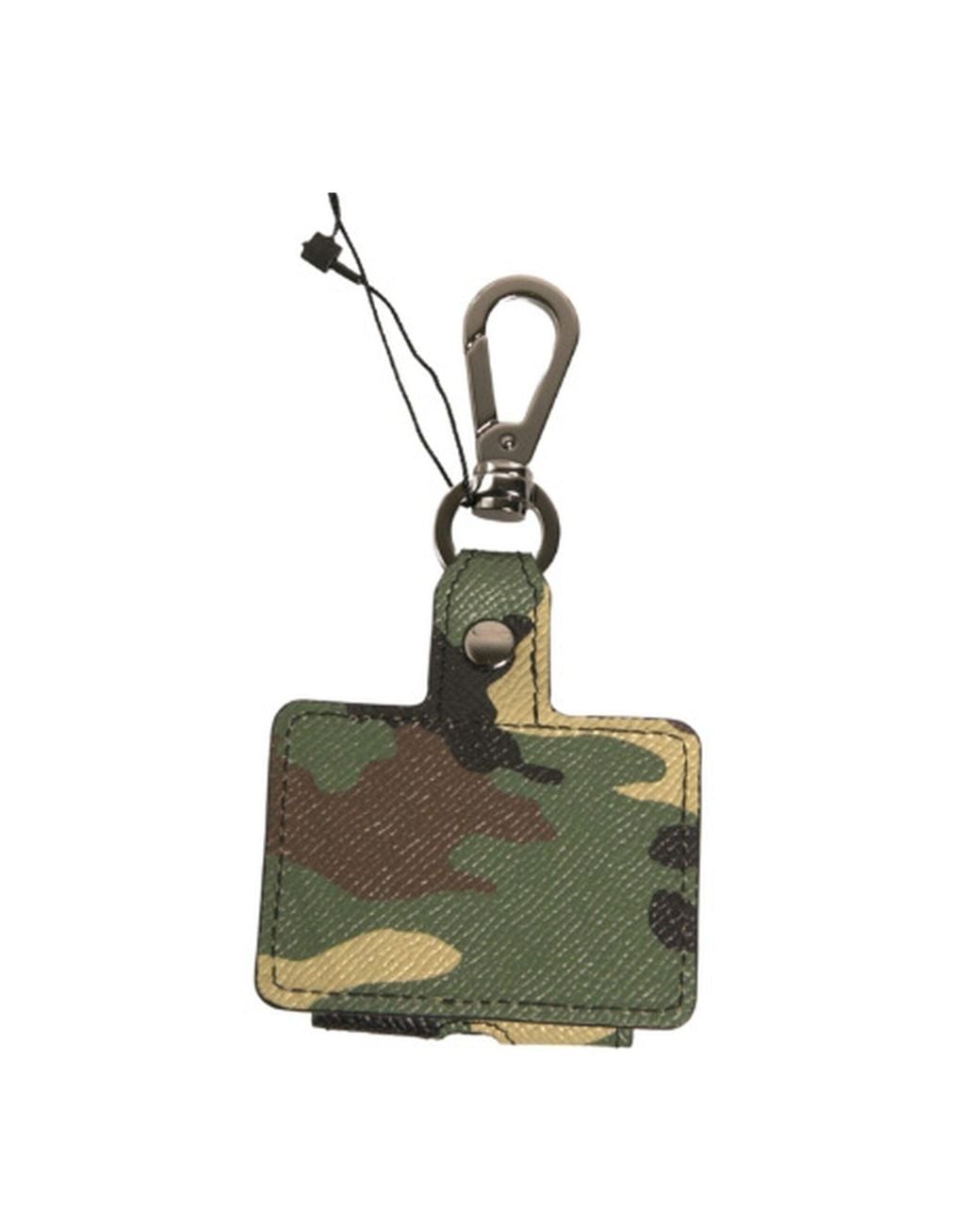 Dolce & Gabbana Multicolor Camouflage Leather Metal Airpods Case for men