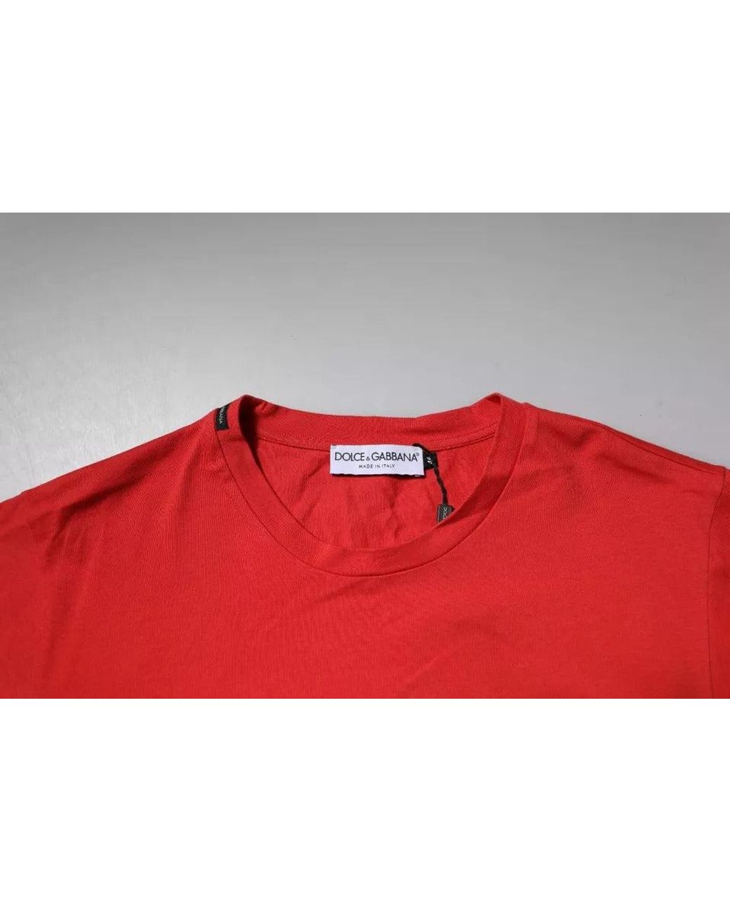 Dolce & Gabbana Red Dg Logo Patch Cotton Crew Neck T for men