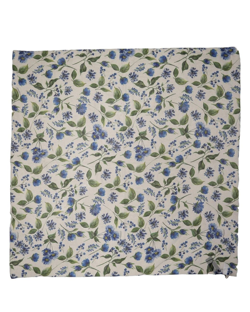 Dolce & Gabbana White Blue Floral Square Foulard Scarf