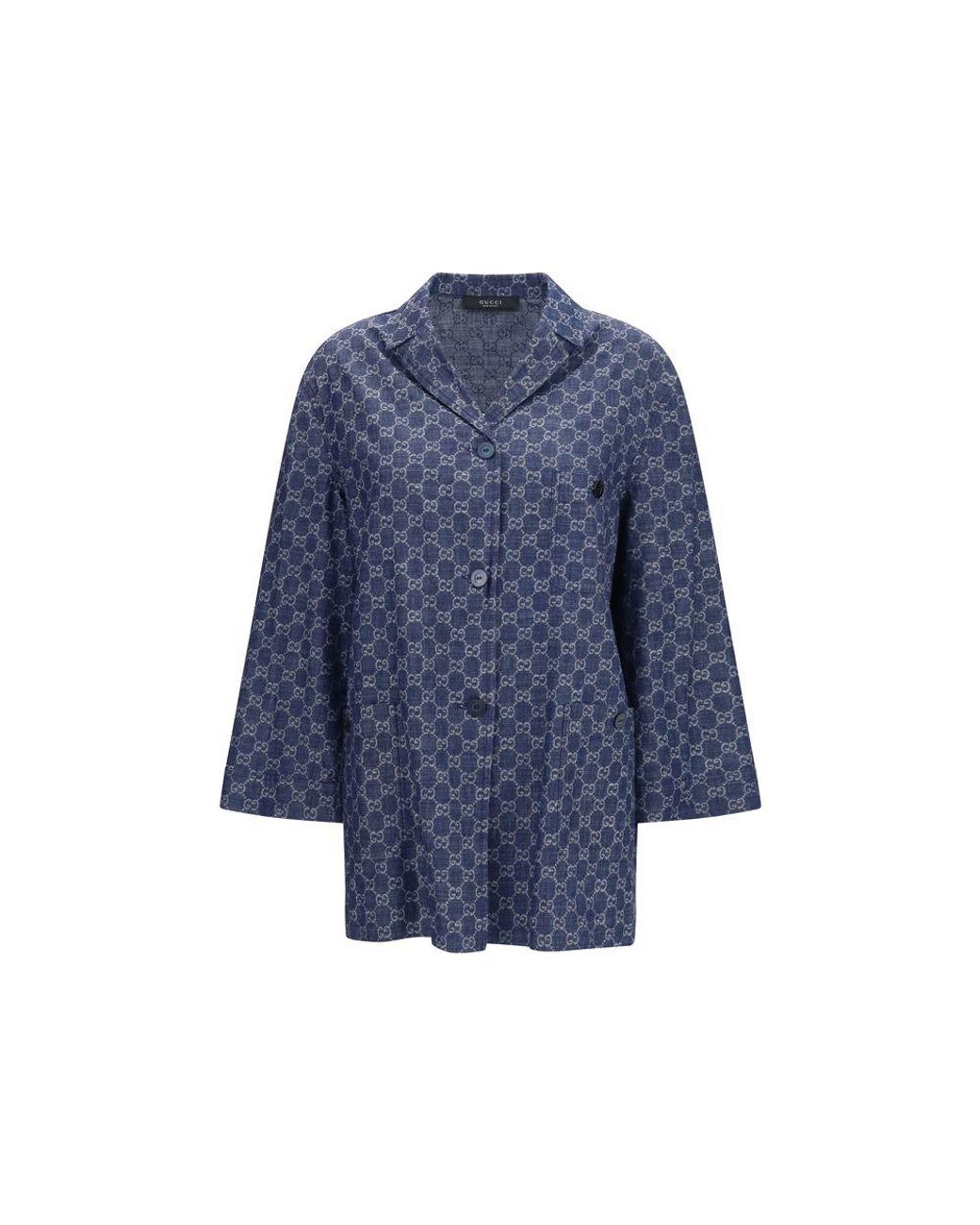 Gucci Blue Gucci Gg Jacquard Cotton Jacket