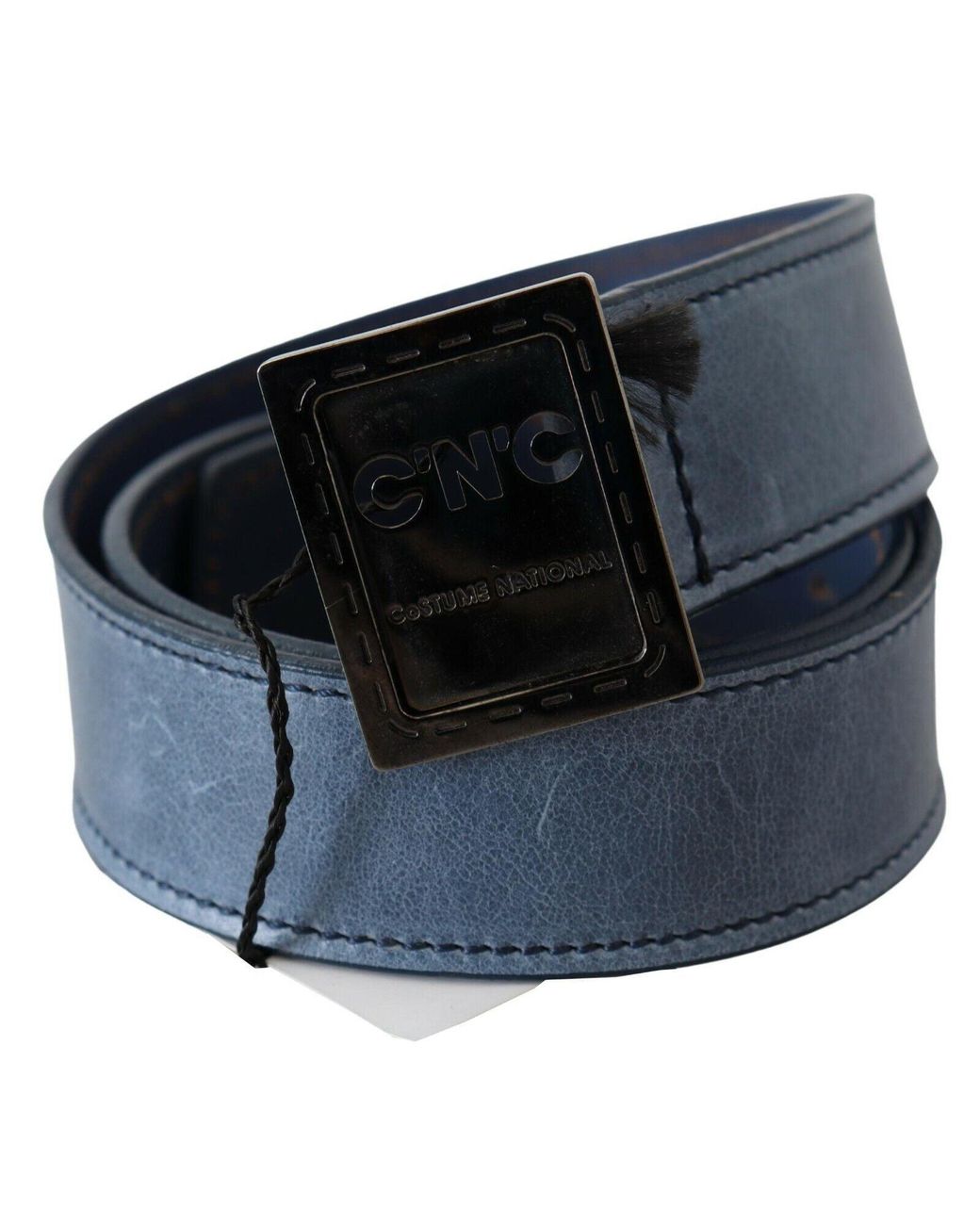 CoSTUME NATIONAL Blue Normal Leather Logo Buckle Belt