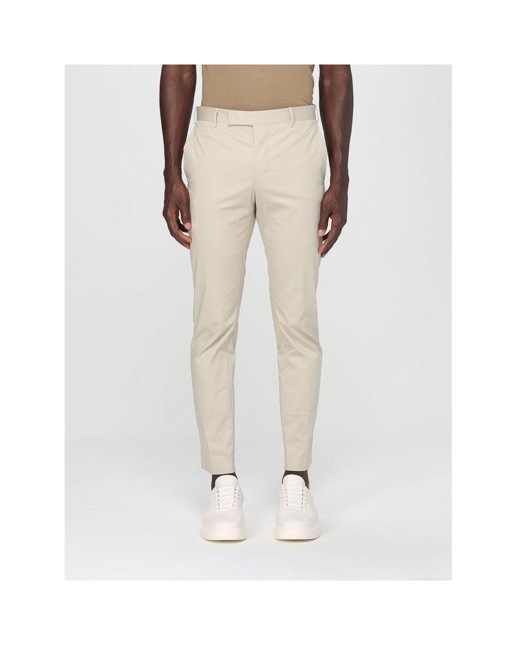 PT Torino Natural Beige Cotton Casual Pants for men