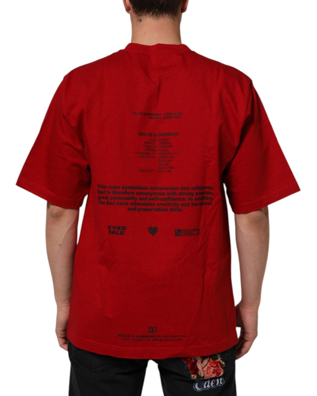 Dolce & Gabbana Red Graphic Print Short Sleeve Tee for men
