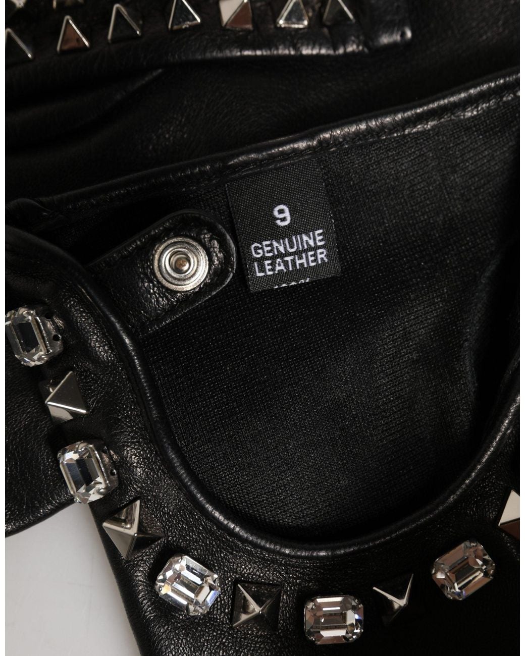 Dolce & Gabbana Black Embellished Wrist Length Mitten Gloves
